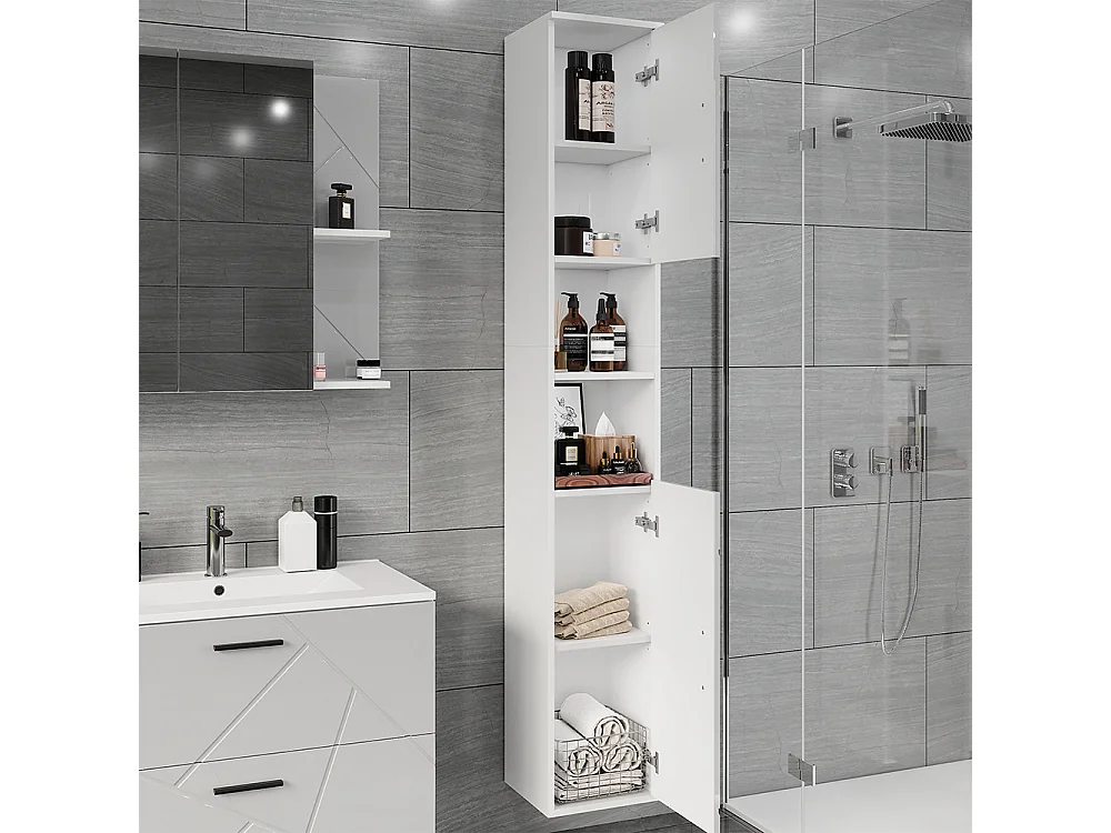 Armoire haute blanc/blanc brillant 30x30x190 irma