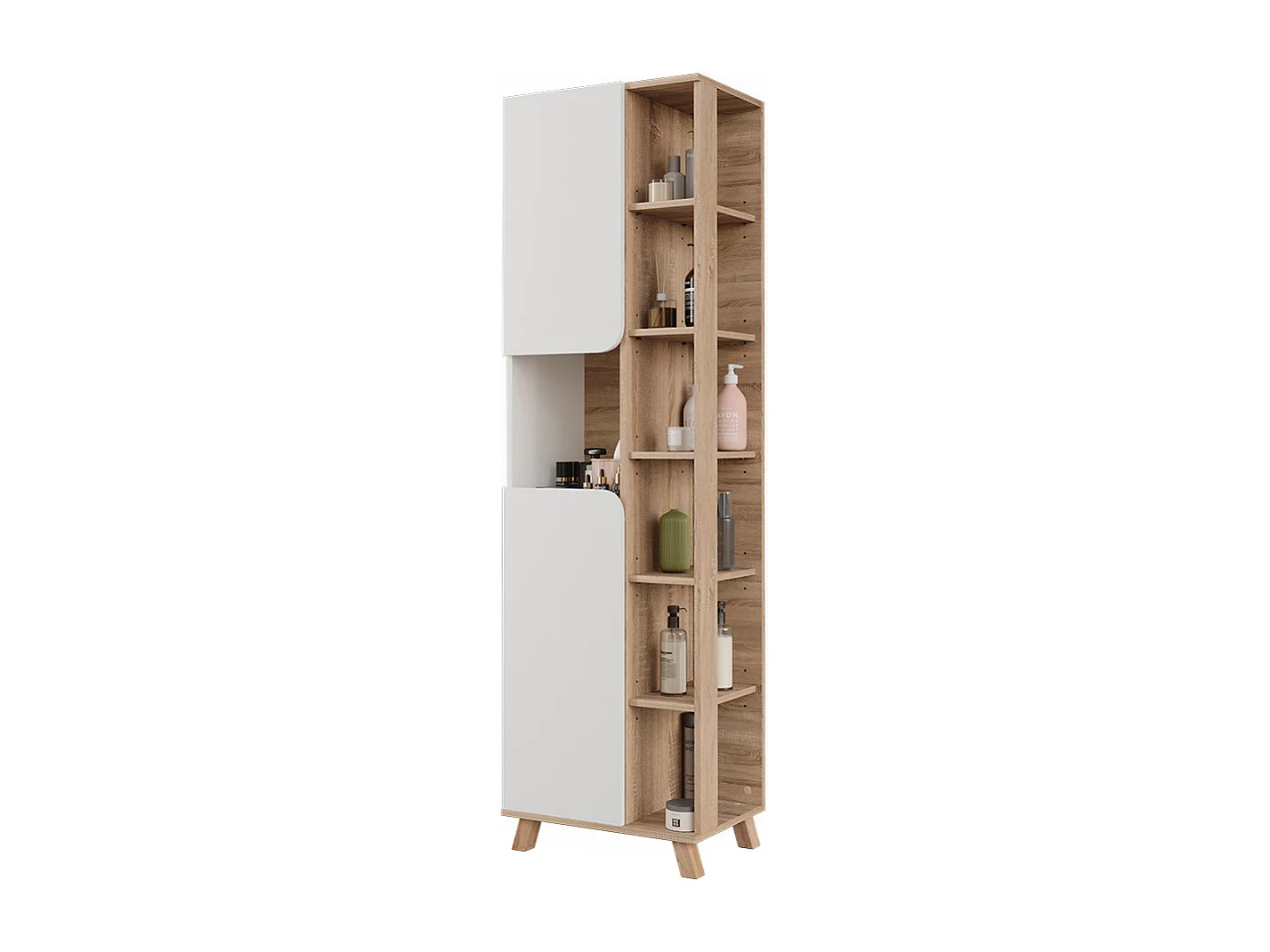 Armoire de salle de bain sonoma/blanc 50x35x175 karen