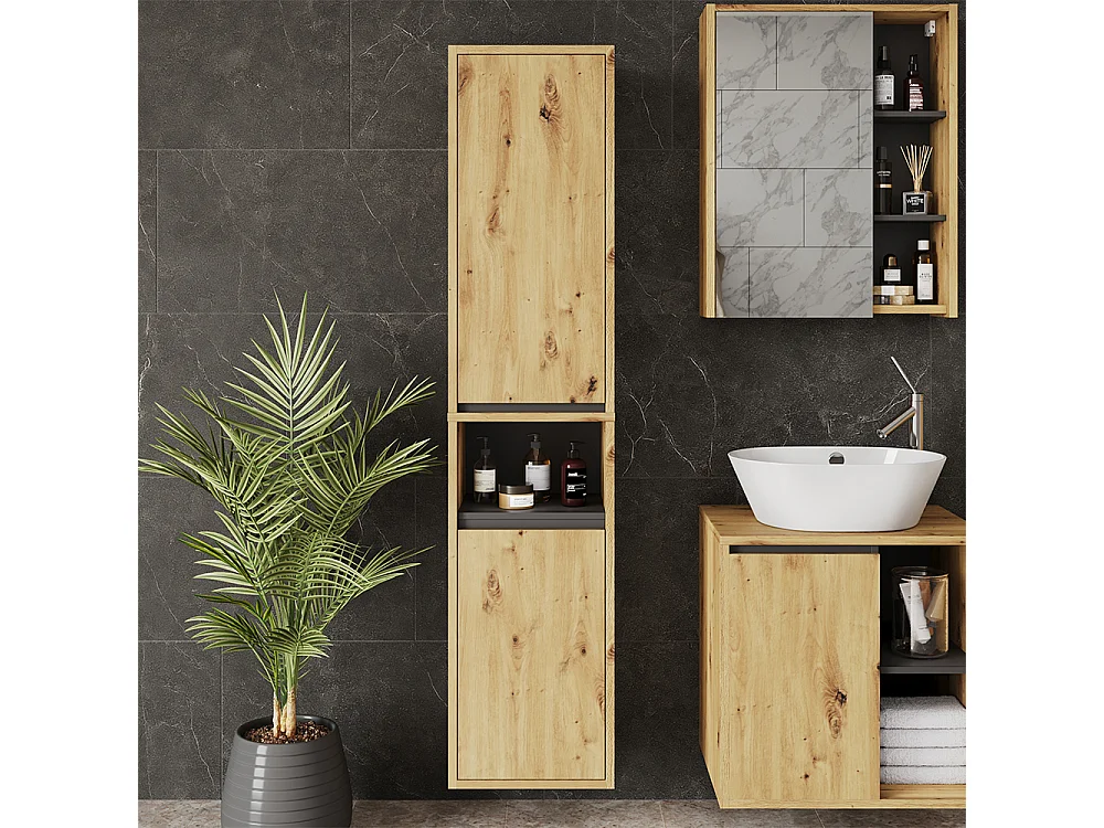 Armoire haute artisan/gris 38x33x170 viola