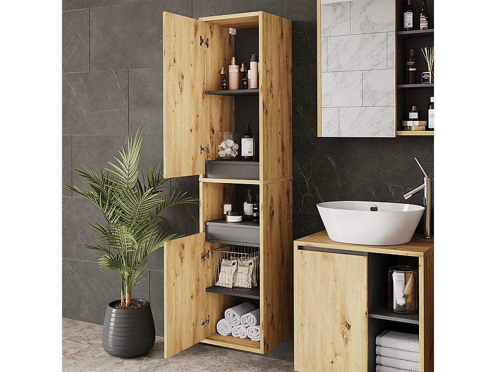 Armoire haute artisan/gris 38x33x170 viola