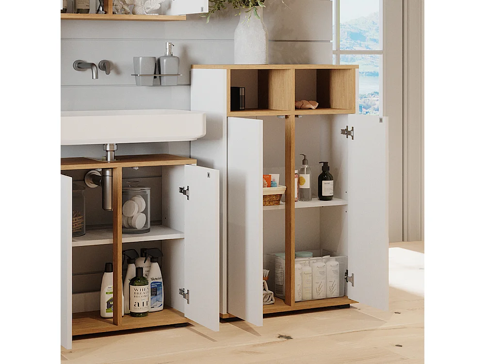 Meuble salle de bain blanc/artisan 60x30x97 didi