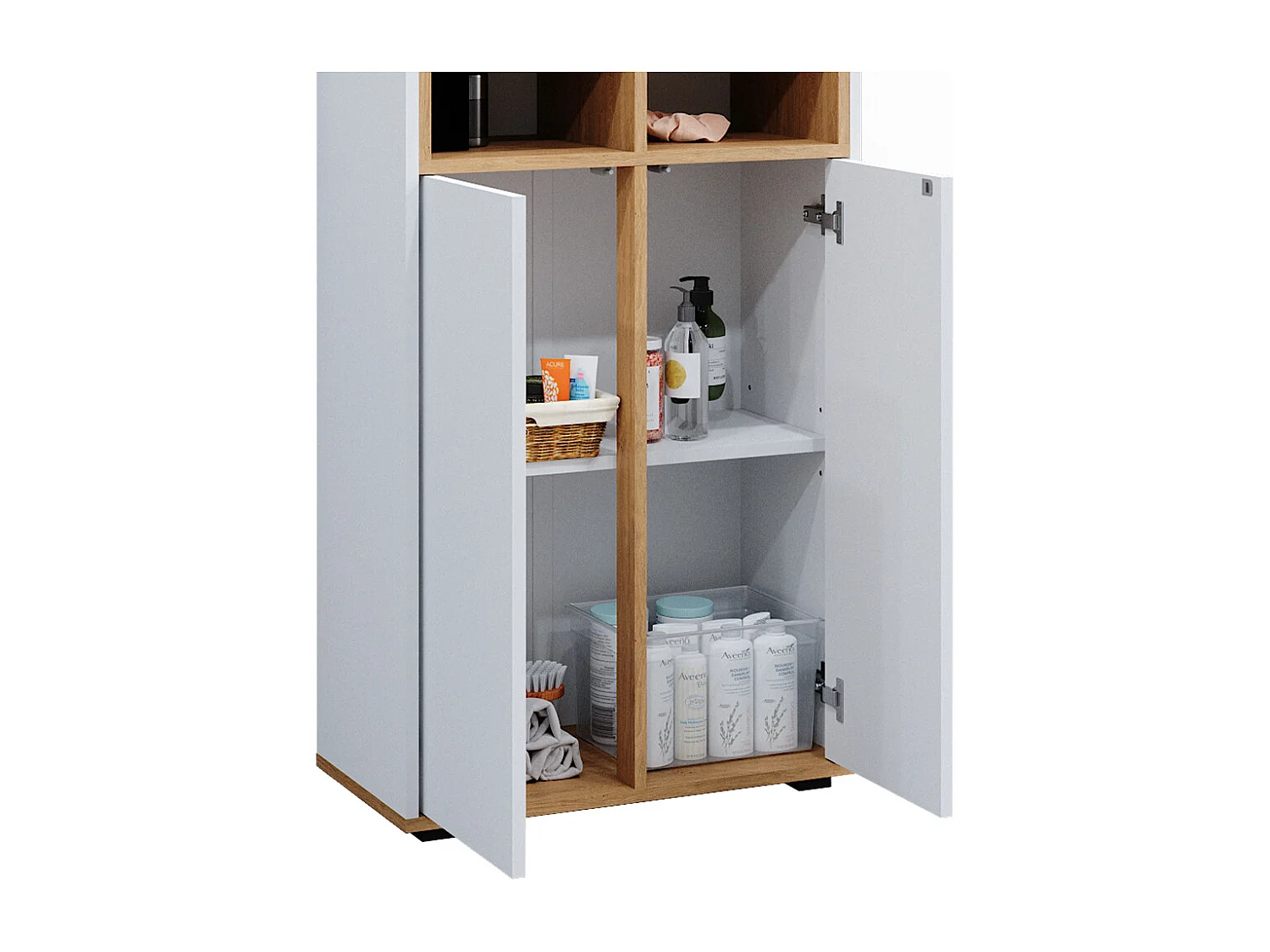 Meuble salle de bain blanc/artisan 60x30x97 didi