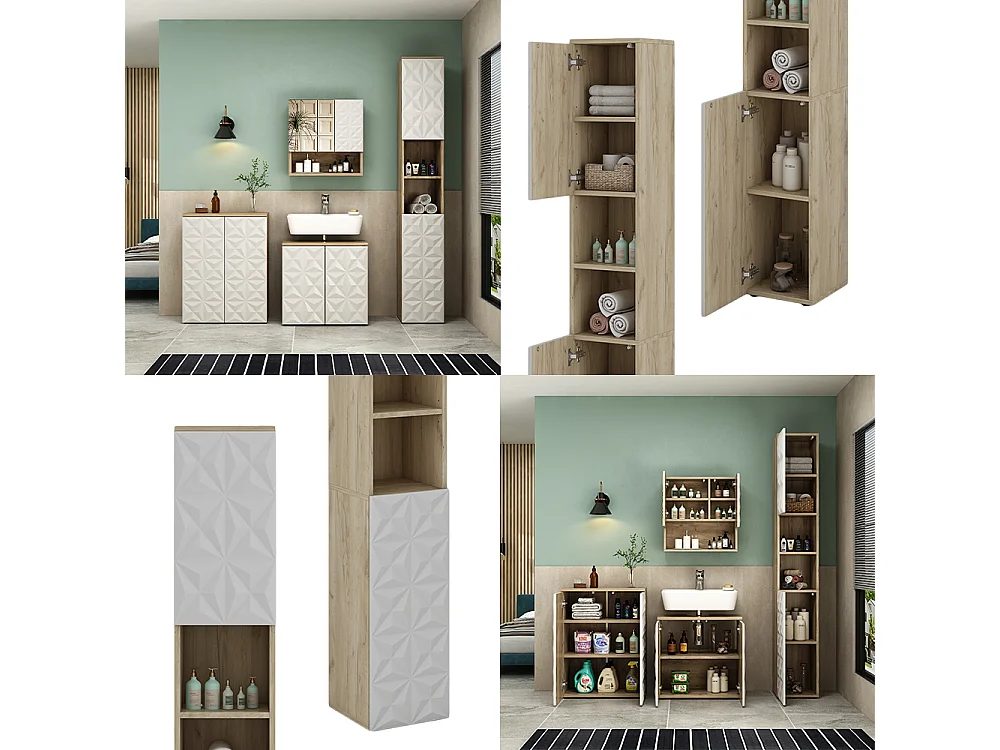 Meuble salle de bain blanc 30x30x189.5 edge