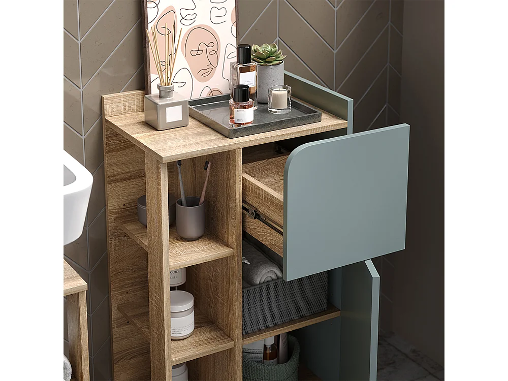 Halfhoge kast sonoma/blauw 50x35x90 karen