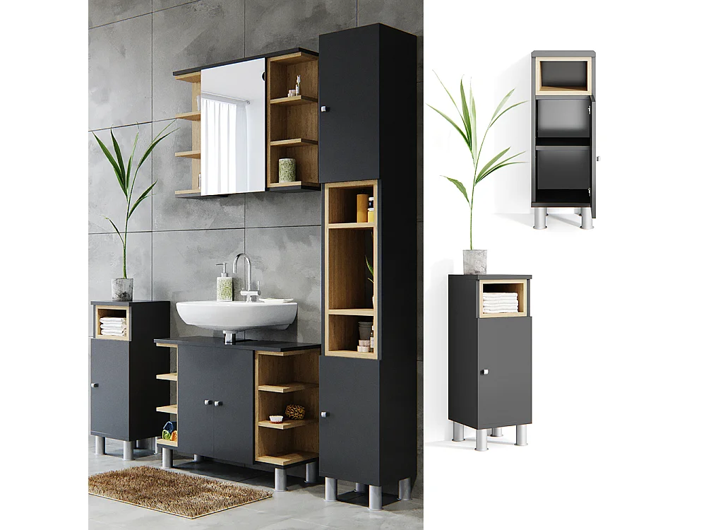 Meuble salle de bain anthracite 30x30x81.8 aquis