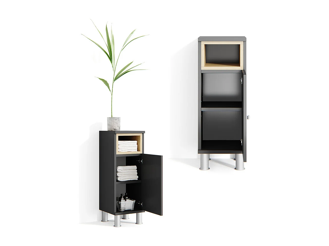 Meuble salle de bain anthracite 30x30x81.8 aquis