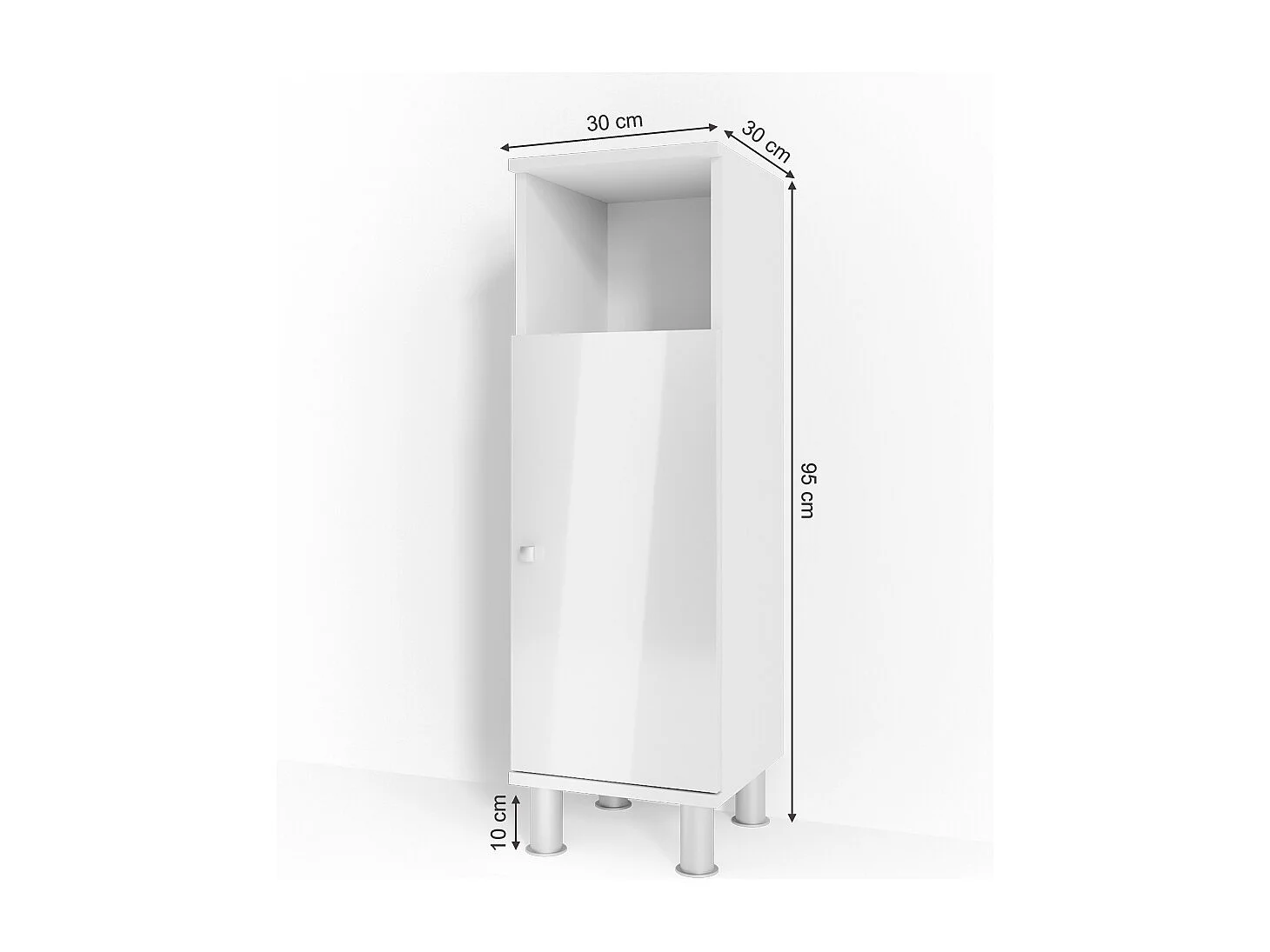 Midischrank weiß hochglanz 30x30x95 fynn