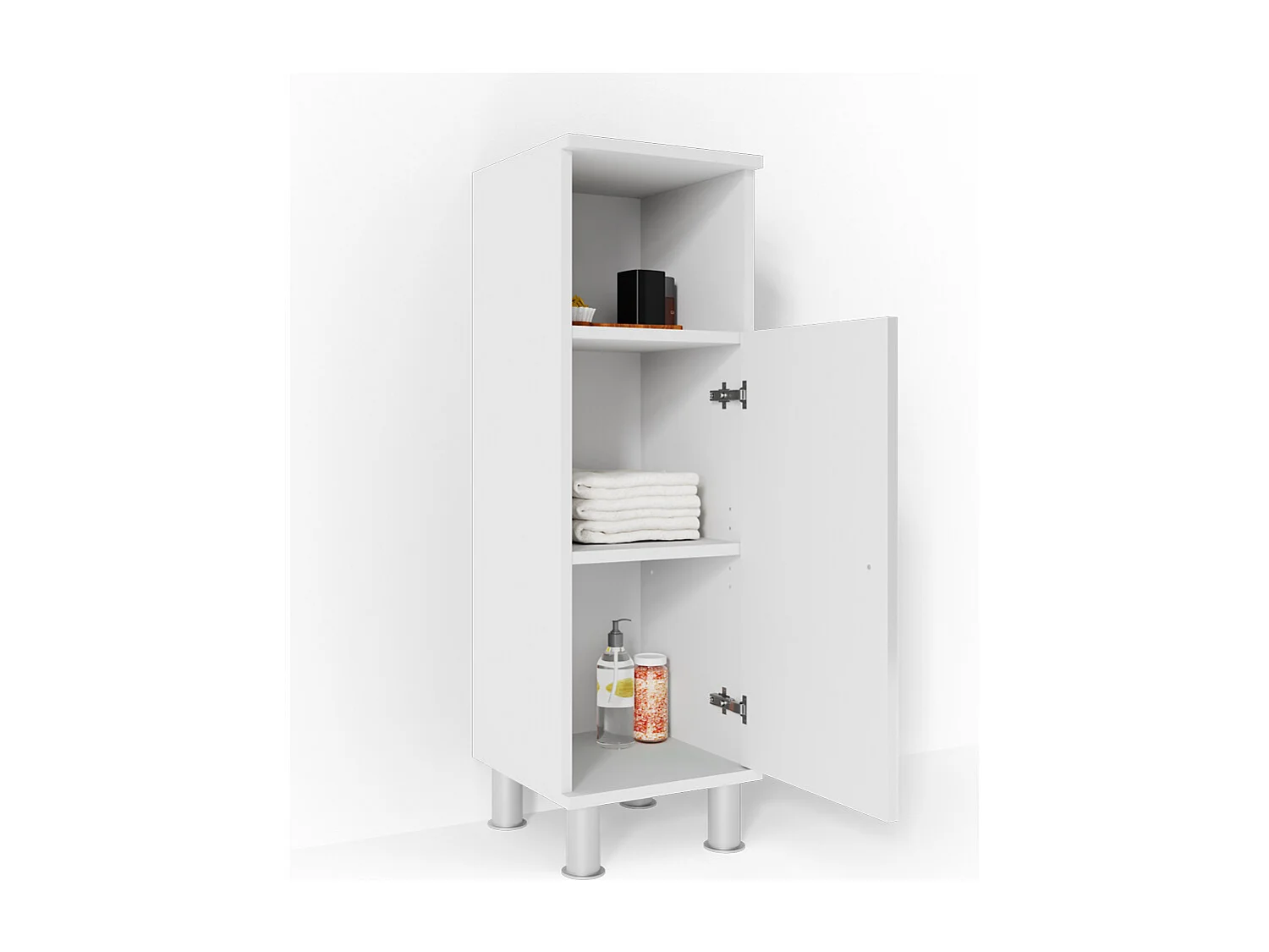 Meuble salle de bain blanc haute brillance 30x30x95 fynn