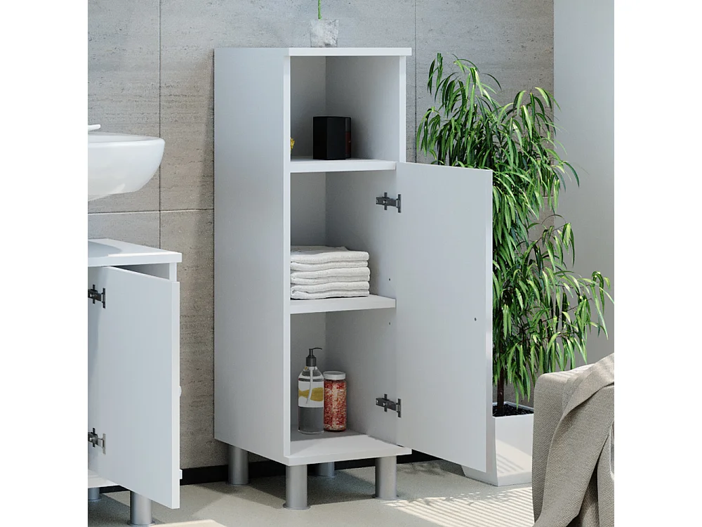 Meuble salle de bain blanc haute brillance 30x30x95 fynn