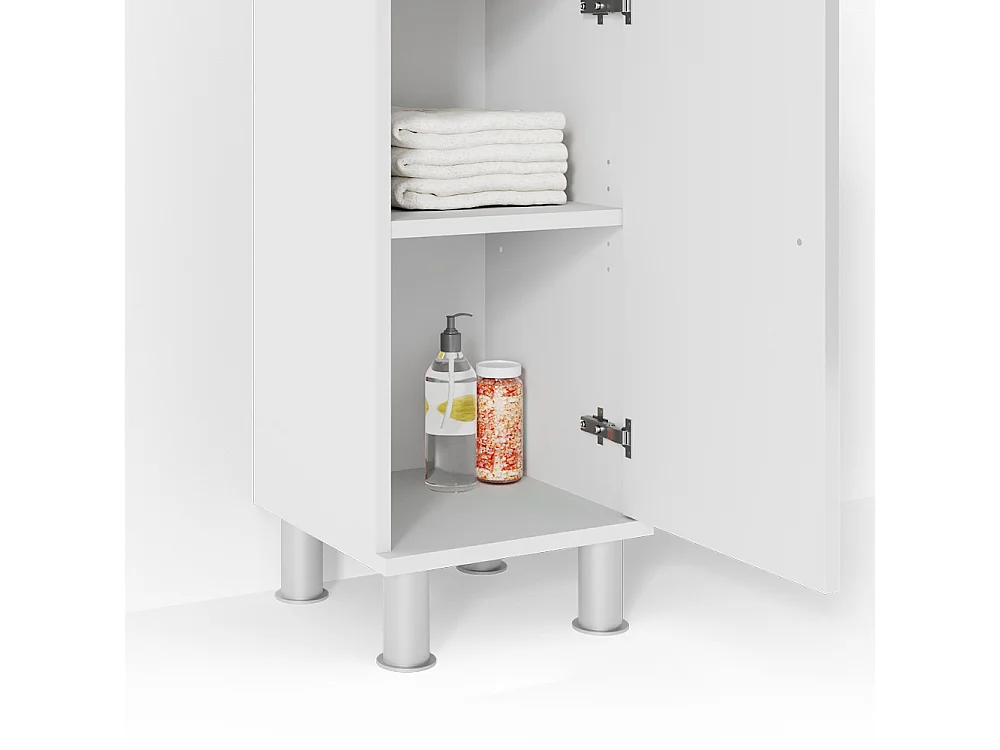 Meuble salle de bain blanc haute brillance 30x30x95 fynn