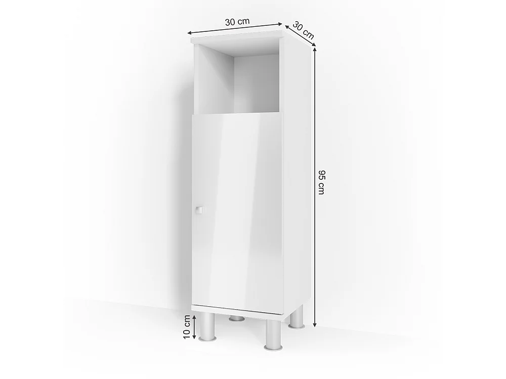 Szafka Midi biały wysoki połysk 30x30x95 fynn