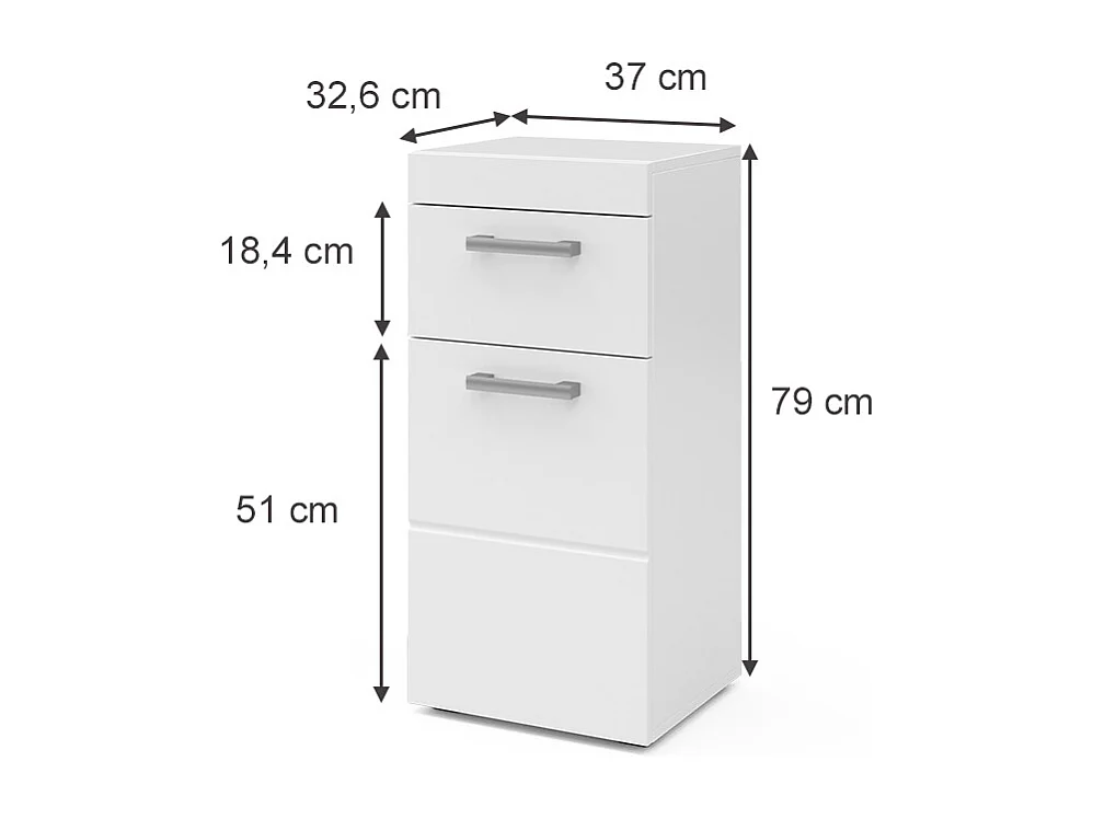 Meuble salle de bain blanc 37x32.6x79 luna