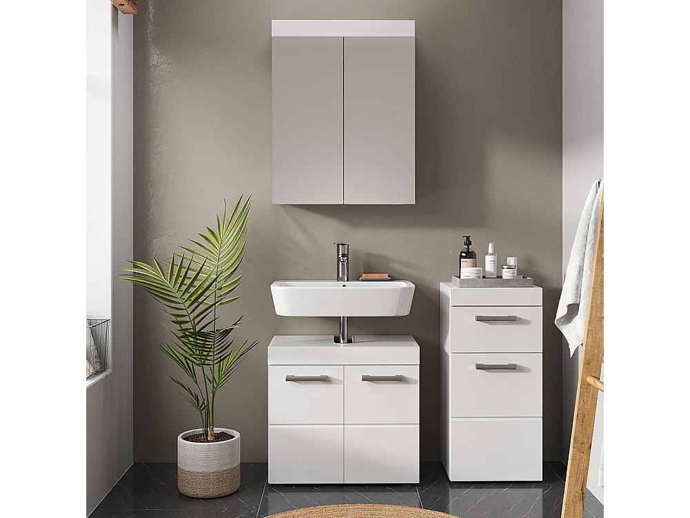 Meuble salle de bain blanc 37x32.6x79 luna