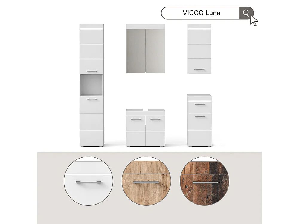 Halfhoge kast wit 37x32.6x79 luna