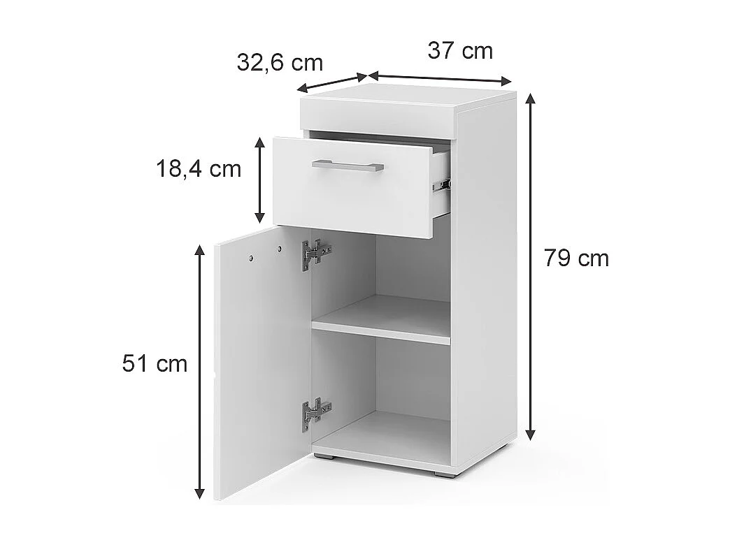 Halfhoge kast wit 37x32.6x79 luna