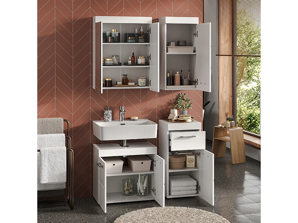 Halfhoge kast wit 37x32.6x79 luna