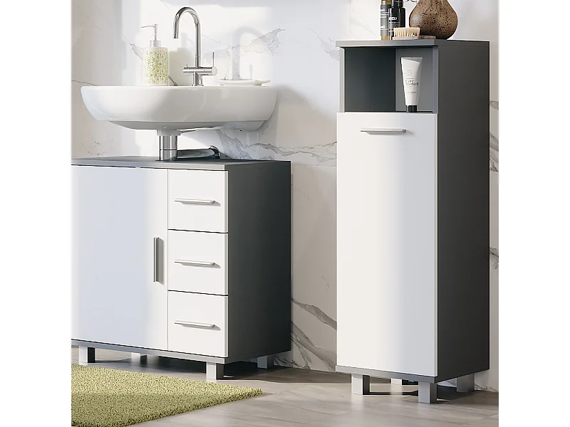 Armoire Midischrank anthracite/blanc 30.2x30x95 ilias