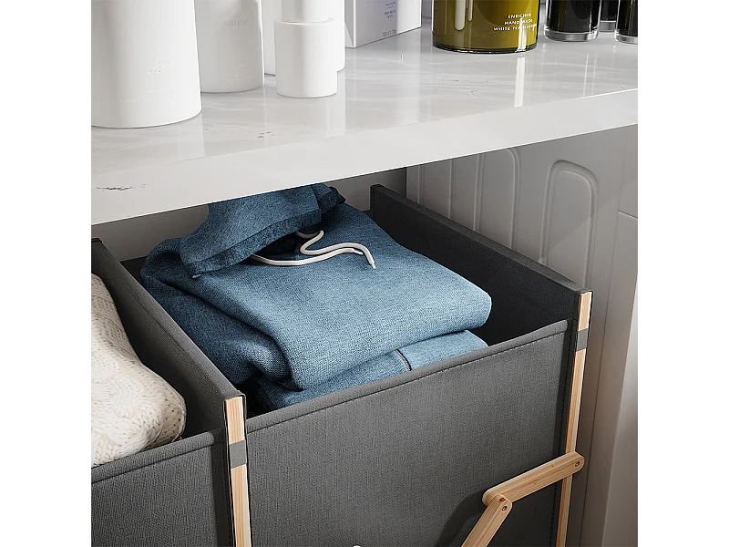 armadietto da bagno con portabiancheria grigio 80x40x64 bruno