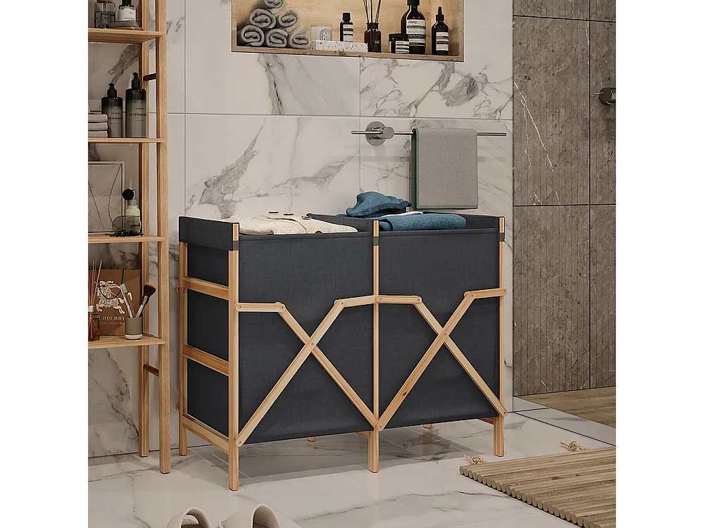 Badschrank für Wäsche grau 80x40x64 bruno