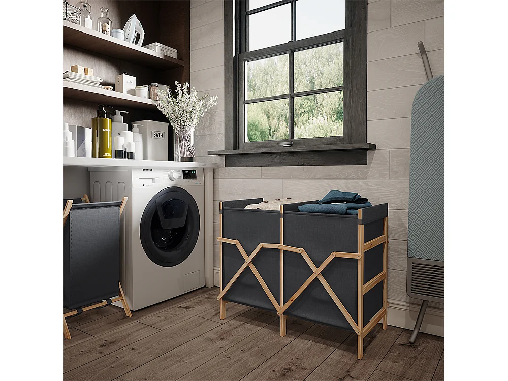 Badschrank für Wäsche grau 80x40x64 bruno