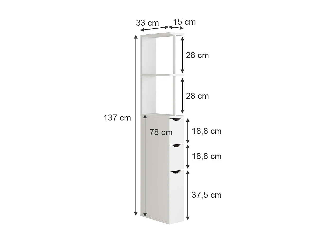 Badschrank weiß 15x33x137 vera