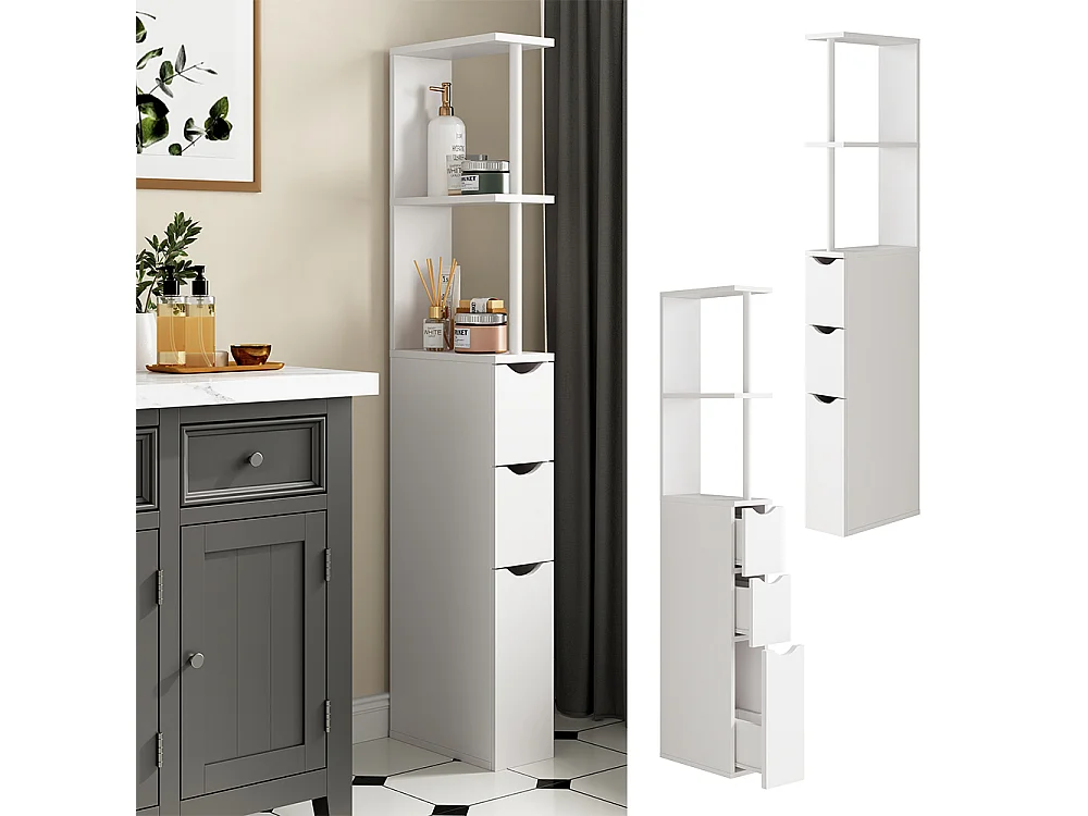 Armoire de salle de bain blanc 15x33x137 vera