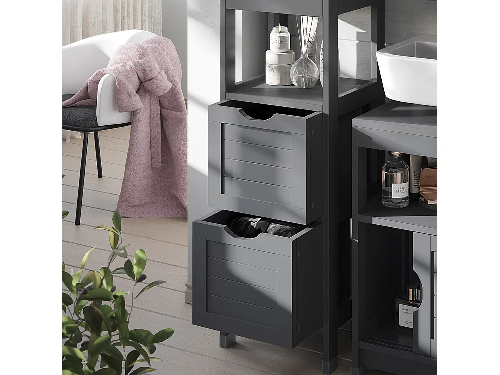 Meuble salle de bain gris 30x30x89 vilda