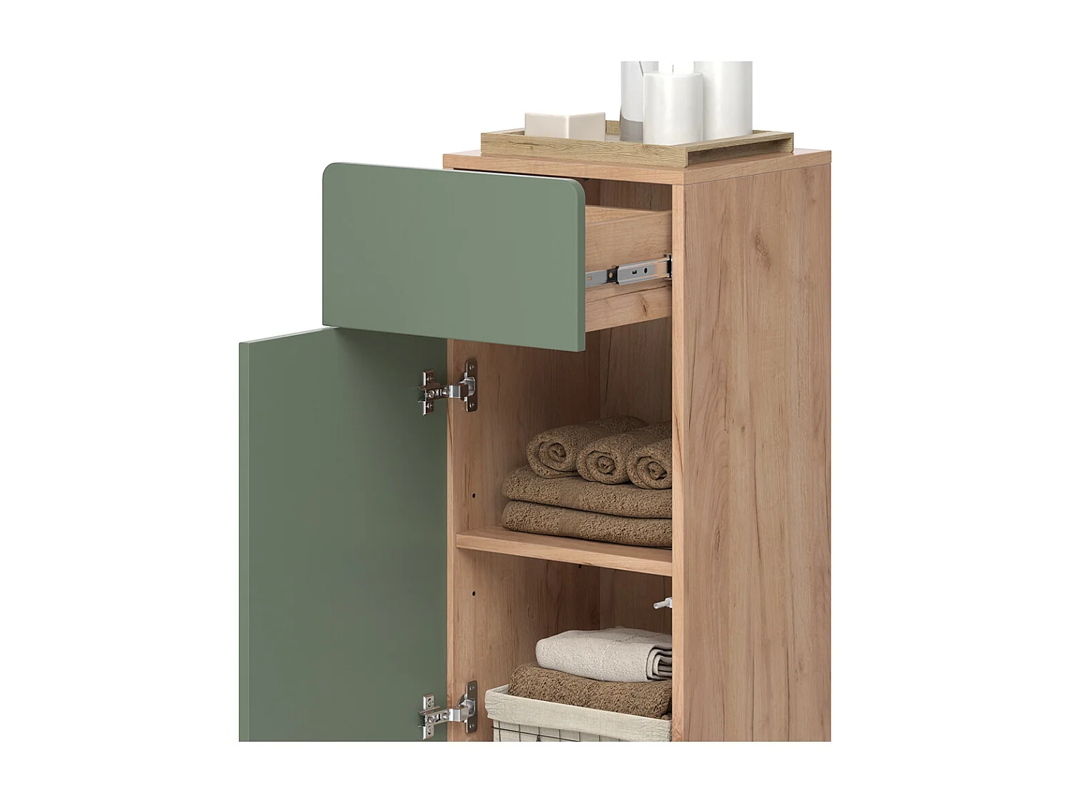 Meuble salle de bain vert/force de lor chêne 36.6x32.8x76.6 izan