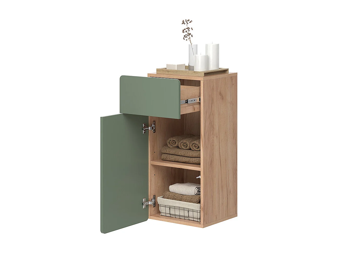 Meuble salle de bain vert/force de lor chêne 36.6x32.8x76.6 izan