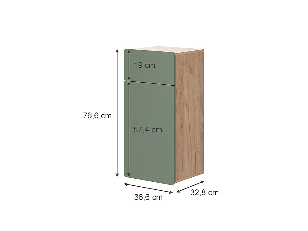 Meuble salle de bain vert/force de lor chêne 36.6x32.8x76.6 izan