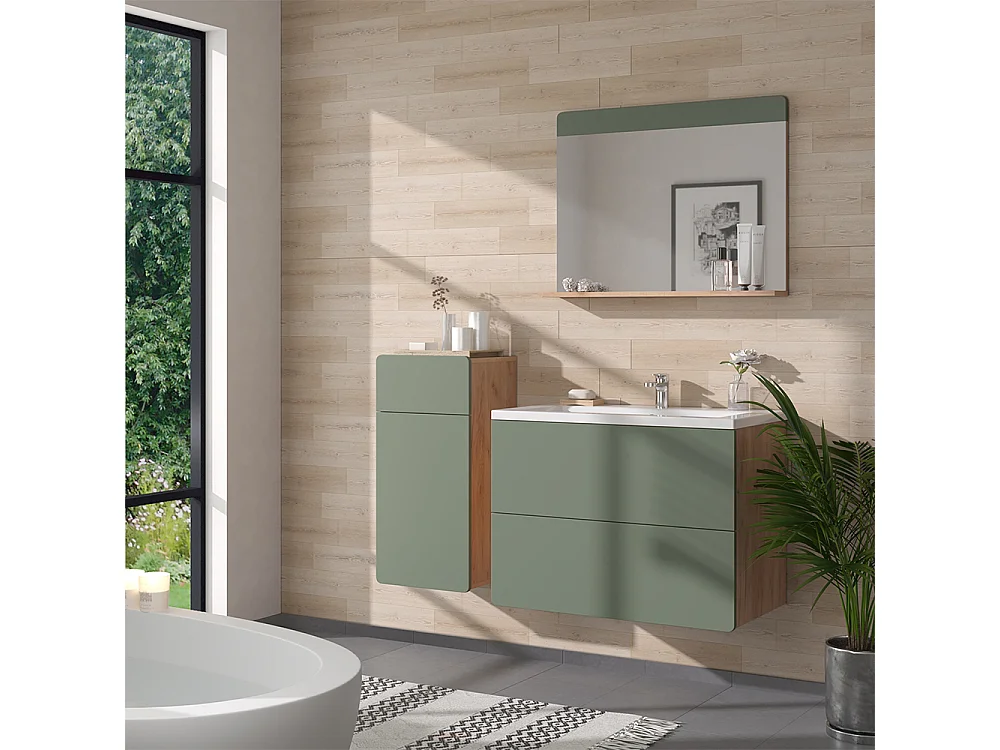Meuble salle de bain vert/force de lor chêne 36.6x32.8x76.6 izan