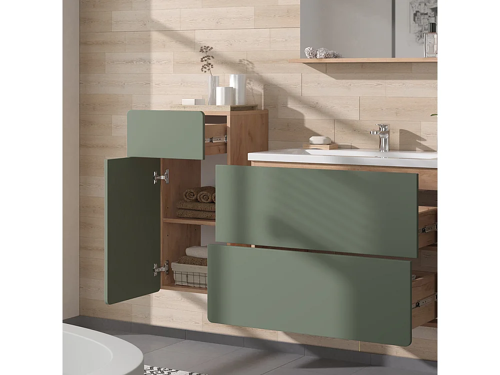 Meuble salle de bain vert/force de lor chêne 36.6x32.8x76.6 izan
