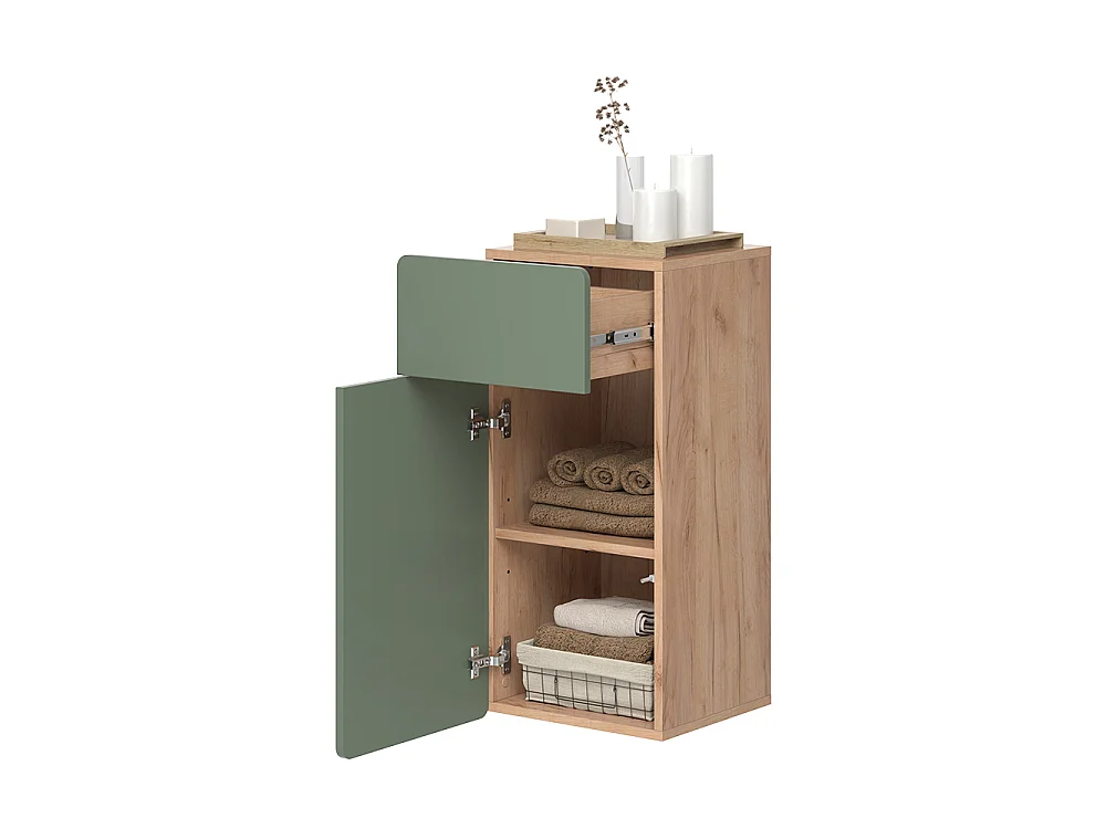 Meuble salle de bain vert/force de lor chêne 36.6x32.8x76.6 izan