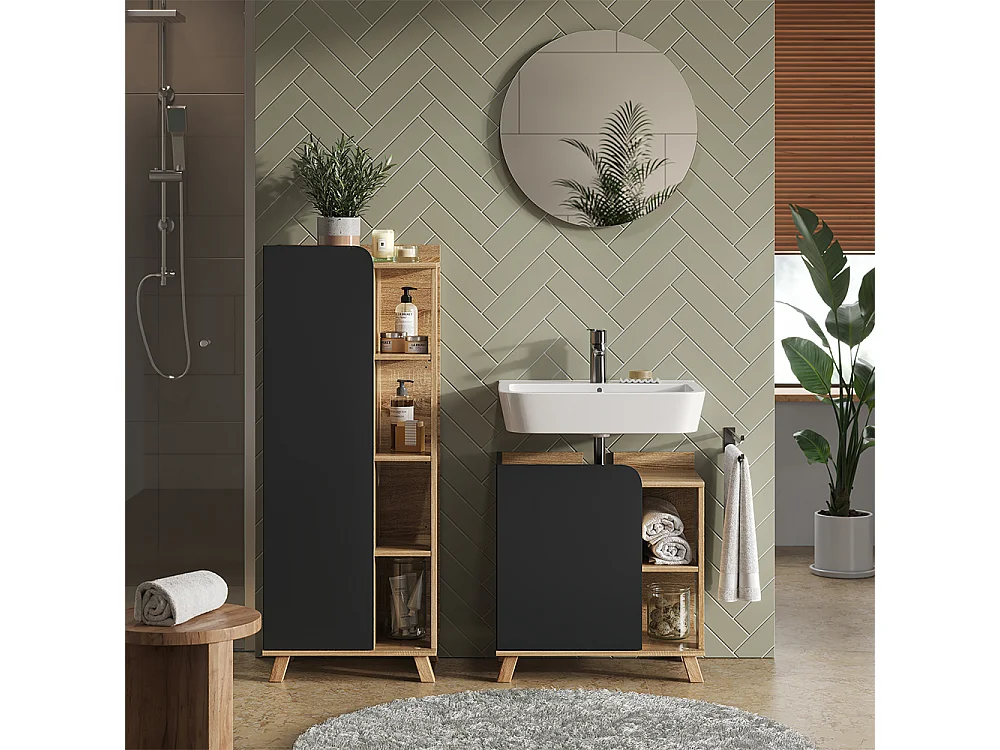 Midischrank sonoma/anthrazit 50x35x128 karen