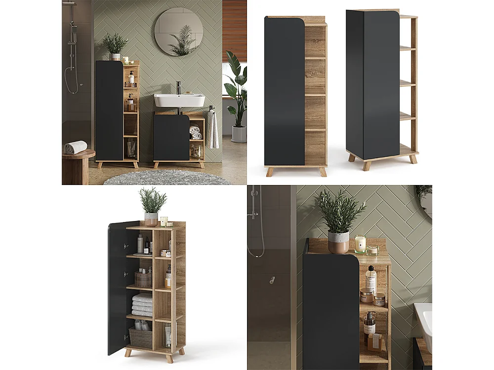 Midischrank sonoma/anthrazit 50x35x128 karen