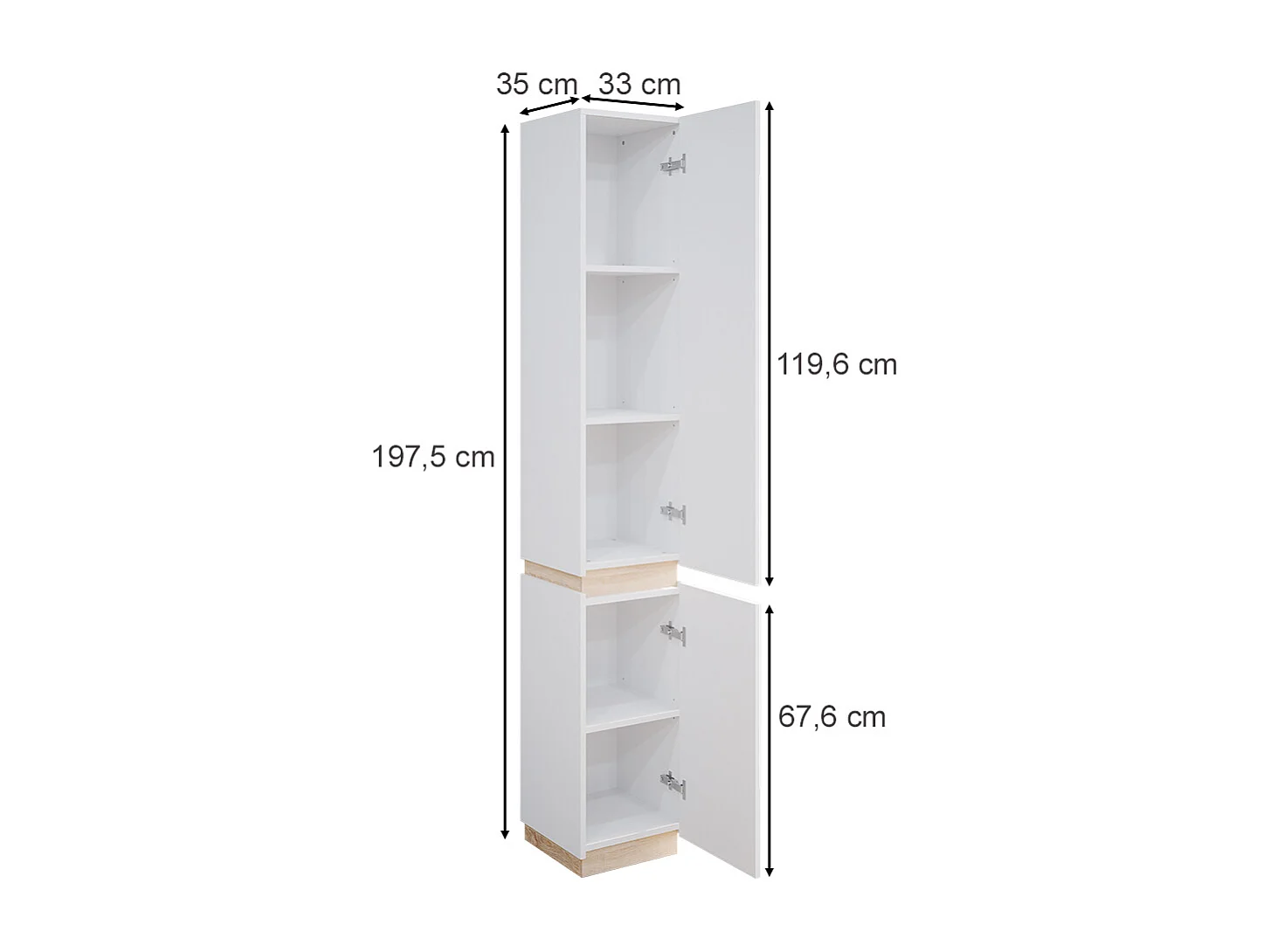 Meuble salle de bain blanc 33x35x197.5 gloria