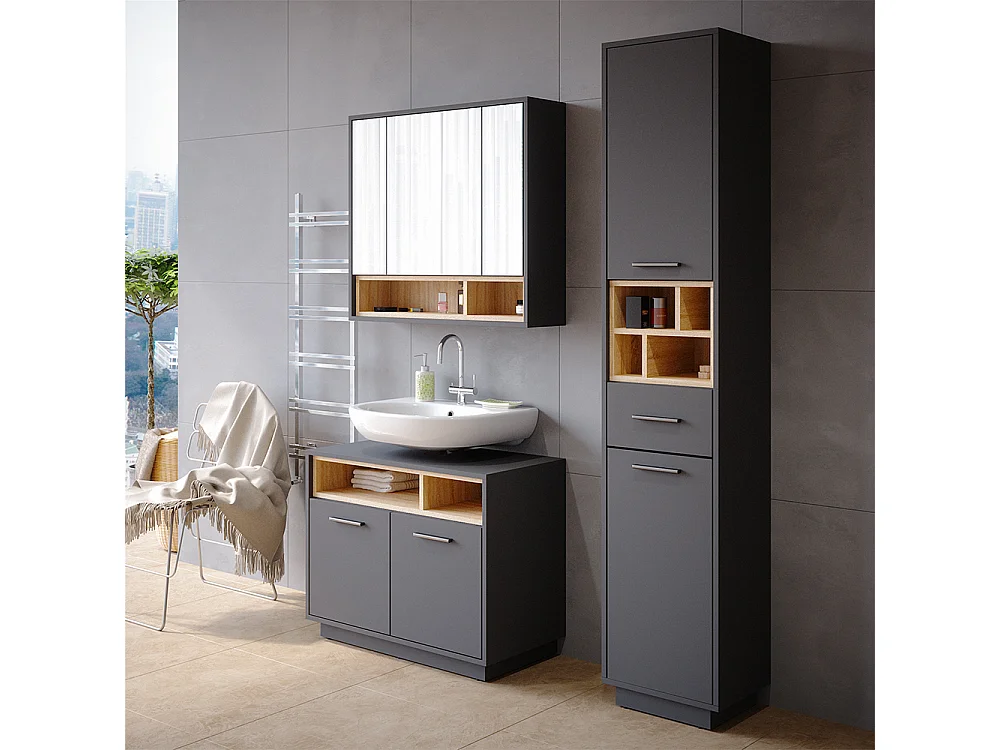 Badschrank anthrazit 38x30x190 beatrice