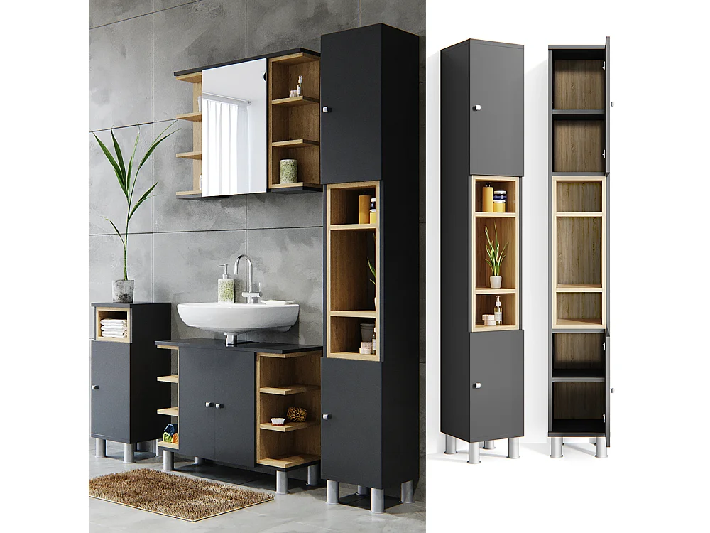 Badschrank anthrazit 30x30x190 aquis