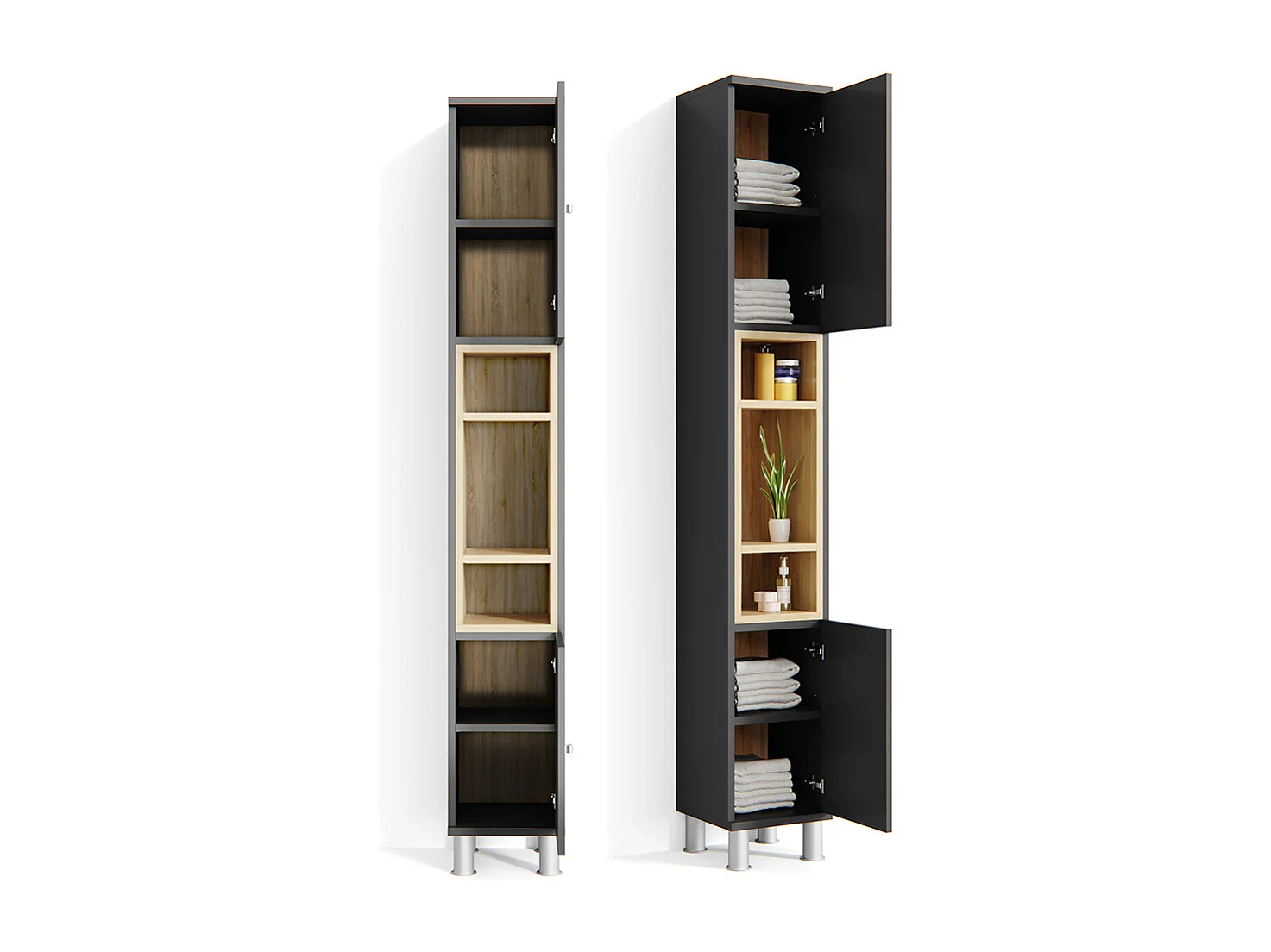 Meuble salle de bain anthracite 30x30x190 aquis