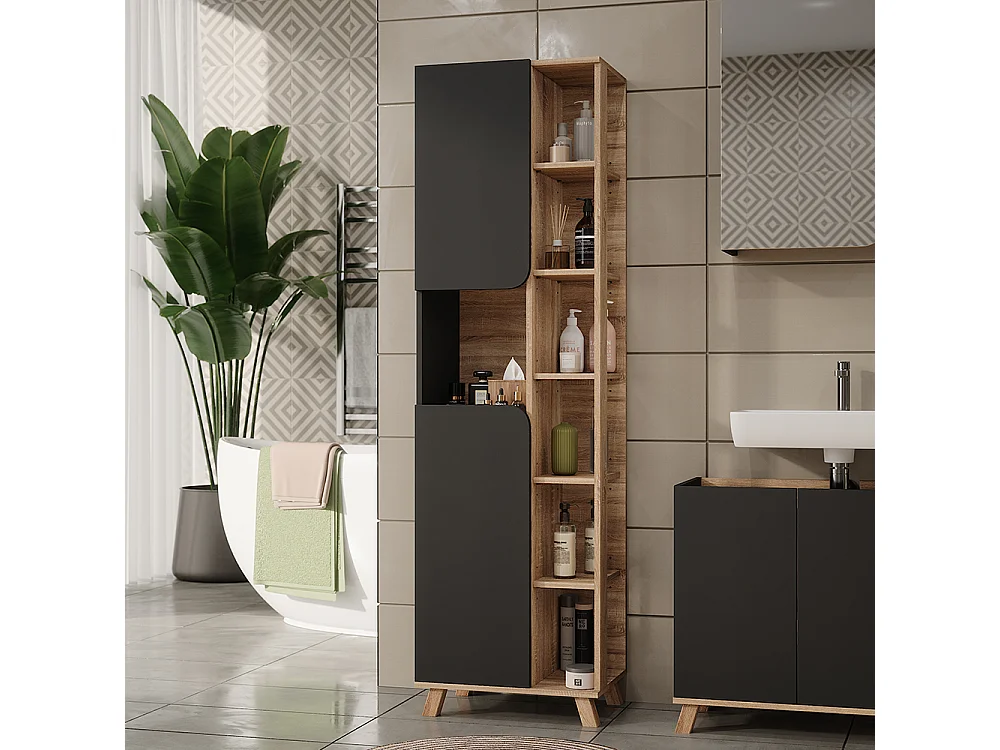 Armoire haute sonoma/anthracite 50x35x175 karen