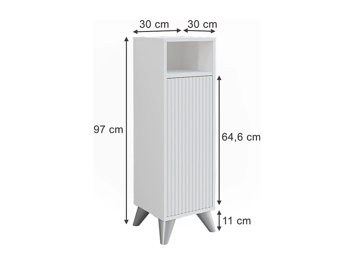 Meuble salle de bain blanc 30x30x97 leano