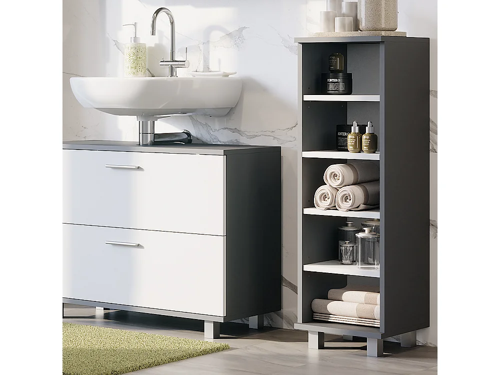 Armoire Midischrank anthracite/blanc 30.2x30x95 ilias