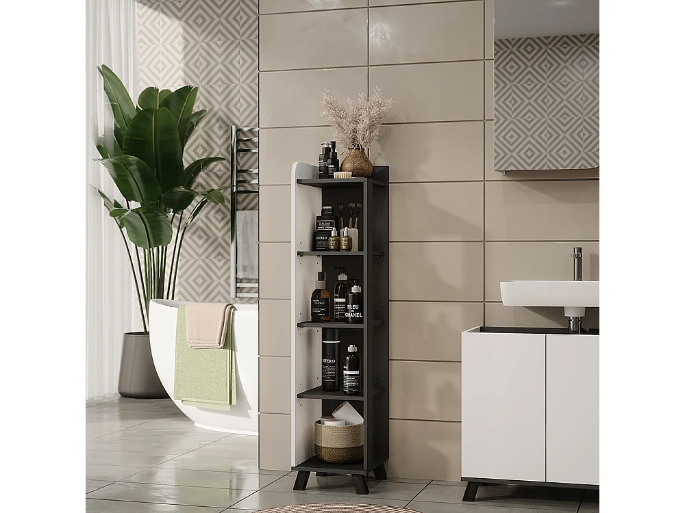 Étagère de salle de bain anthracite/blanc 30x35x128 karen