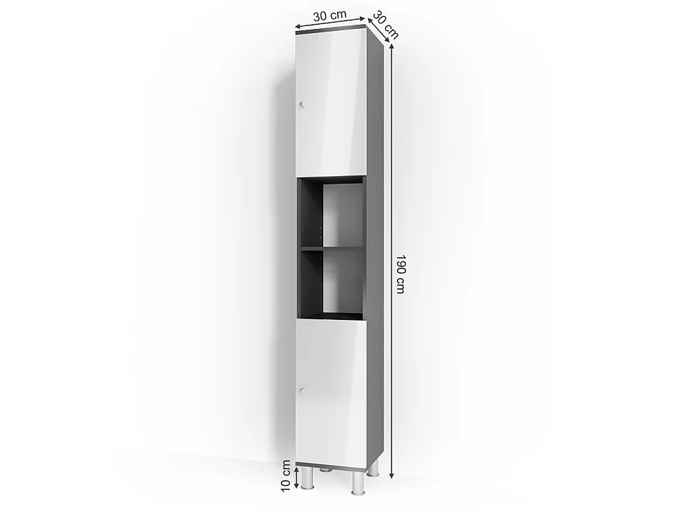 Szafka łazienkowa antracyt 30x30x190 fynn
