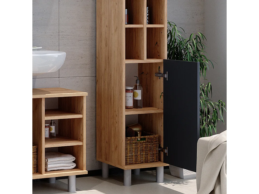 Meuble salle de bain anthracite 30x30x130.6 fynn