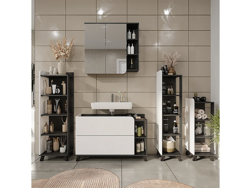 Armoire Midisch anthracite/blanc 30x35x90 karen