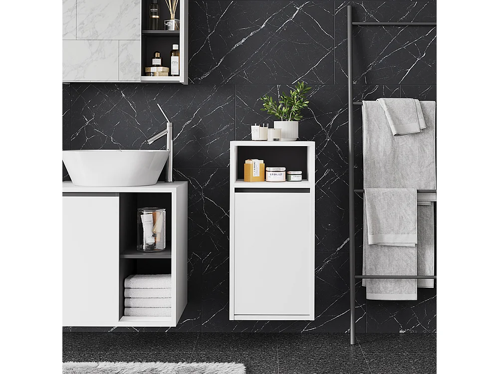 Badschrank weiß/grau 38x33x80 viola