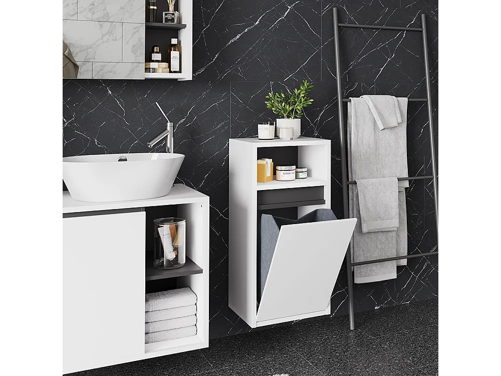 Badschrank weiß/grau 38x33x80 viola