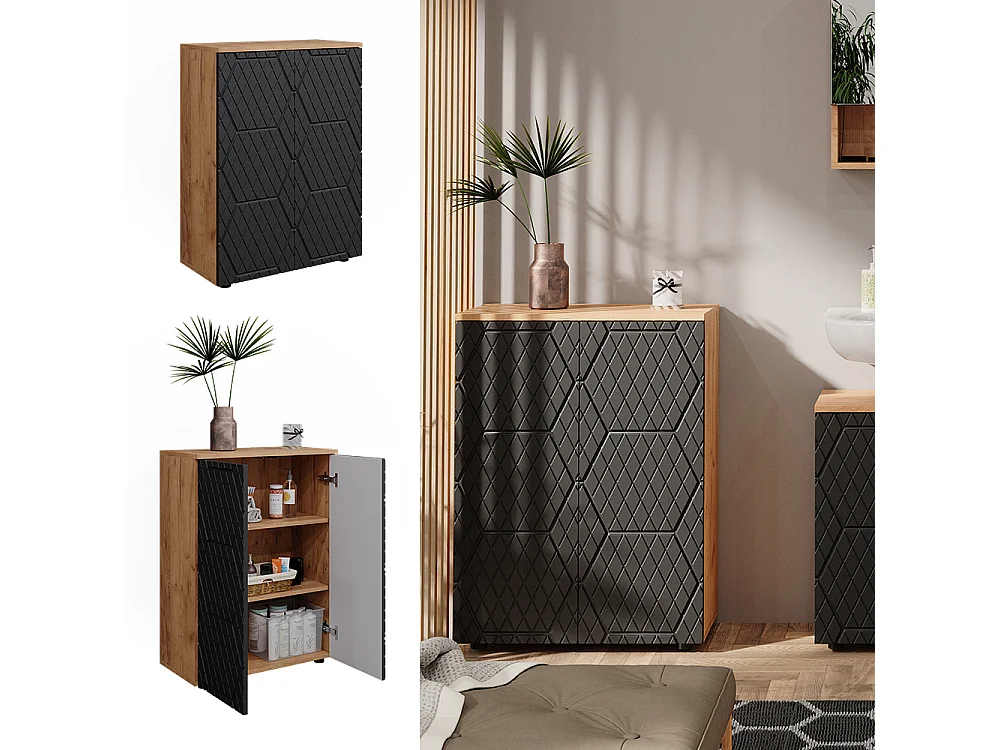 Midischrank anthrazit mit wabenstruktur 60x30x81 irma