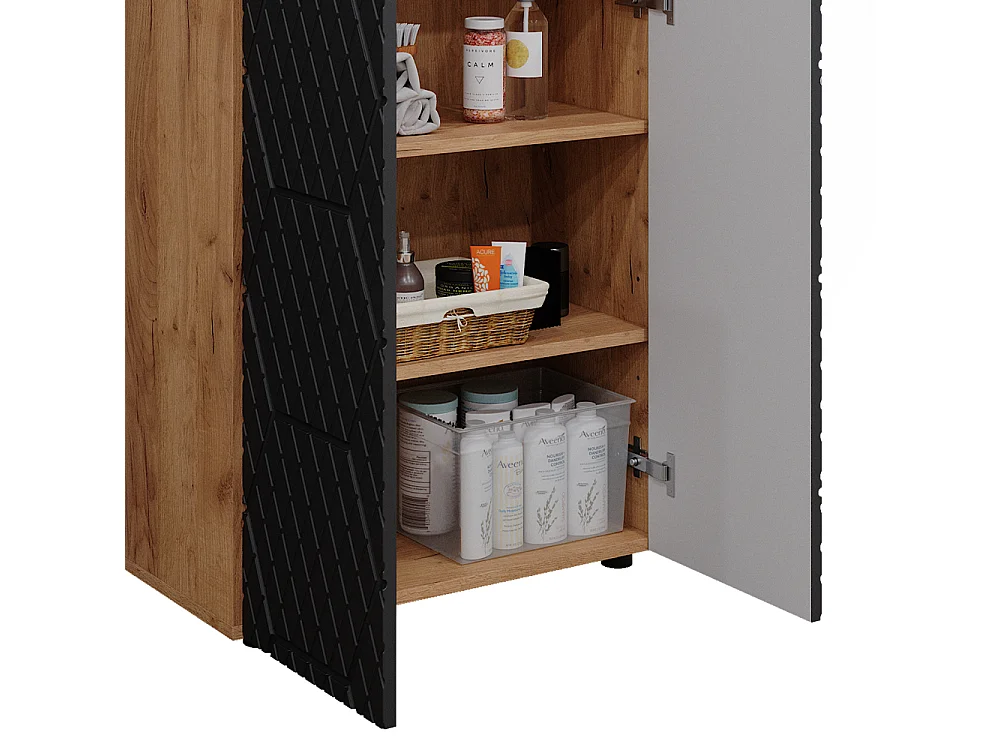 Armoire midisch anthracite avec structure en nid dabeille 60x30x81 irma